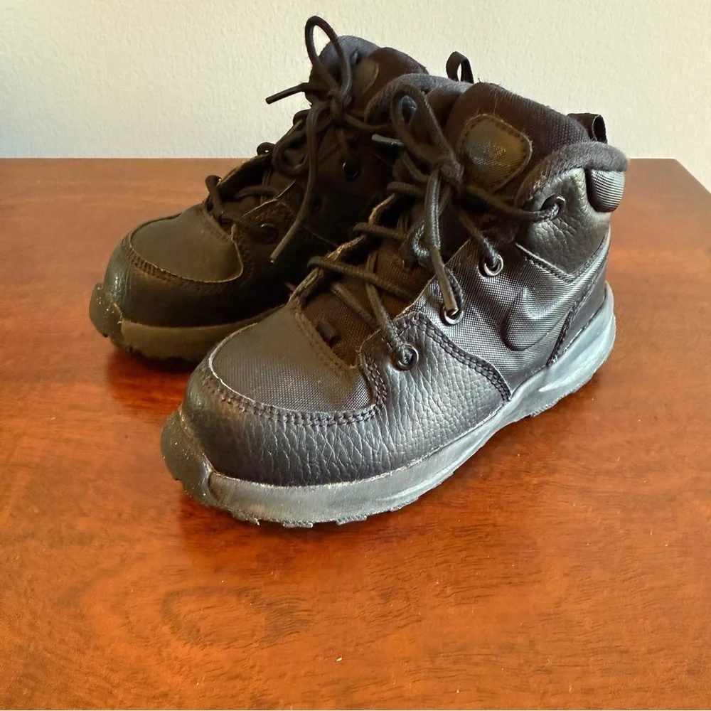 Nike Kids Black Leather Boots Size Toddler 9
